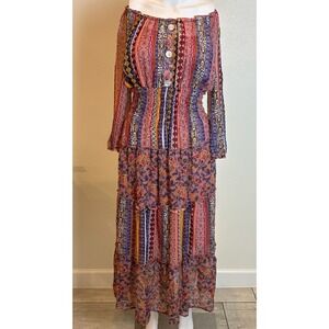 Anthropologie Fig & Flower Floral Patchwork Maxi Dress S Cottagecore Gypsy Boho